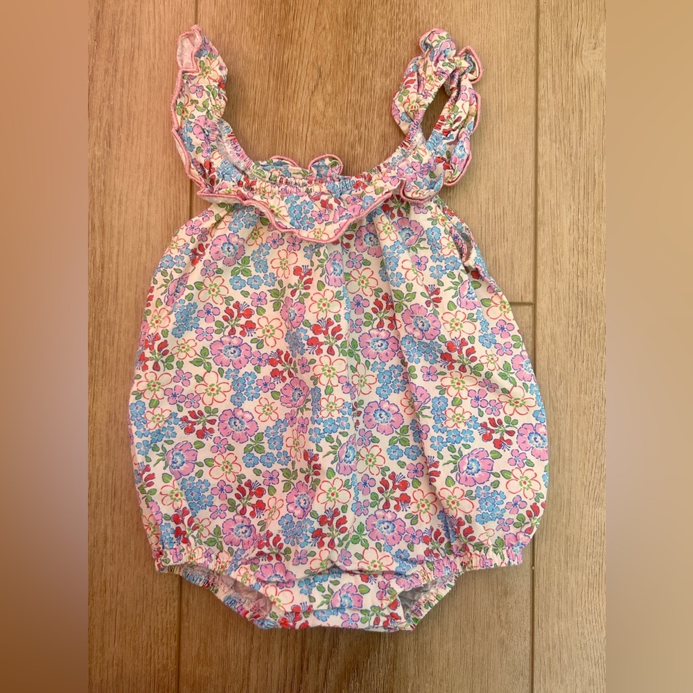 BISB Floral Baby Romper with Ruffle Straps